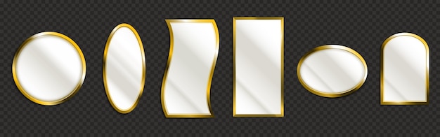Free vector blank golden frames isolated on transparent