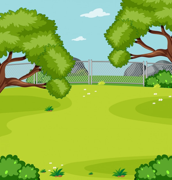 Free vector blank green meadow in the park scene