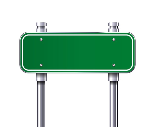 Blank Green traffic road sign vector illustration