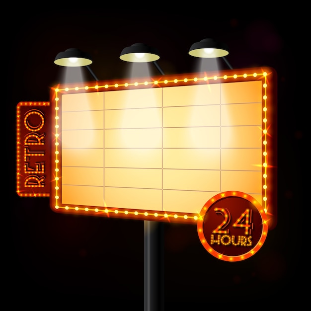 Free vector blank illuminated billboard poster