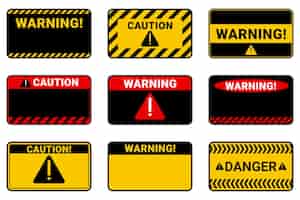 Free vector blank label of warning and caution sticker template set