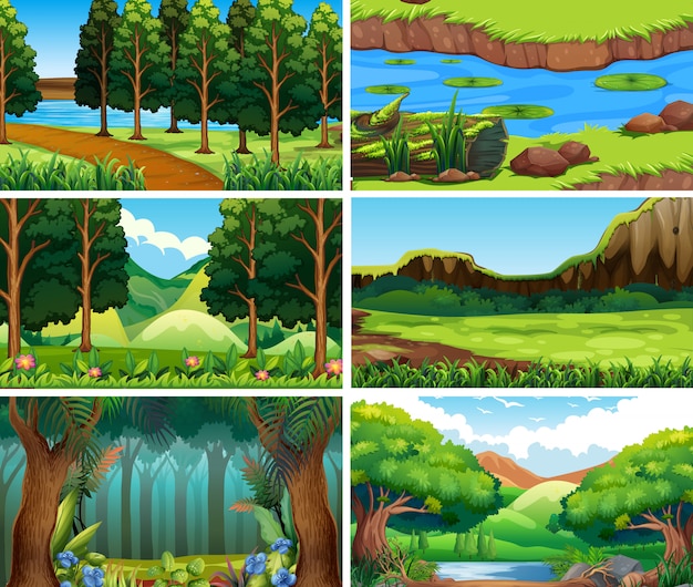 Free vector blank landscape nature scenes