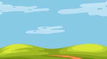 Free vector blank meadow landscape at daytime scene