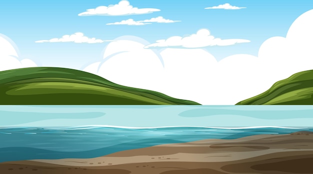 Free vector blank nature landscape at daytime scene with mountain background