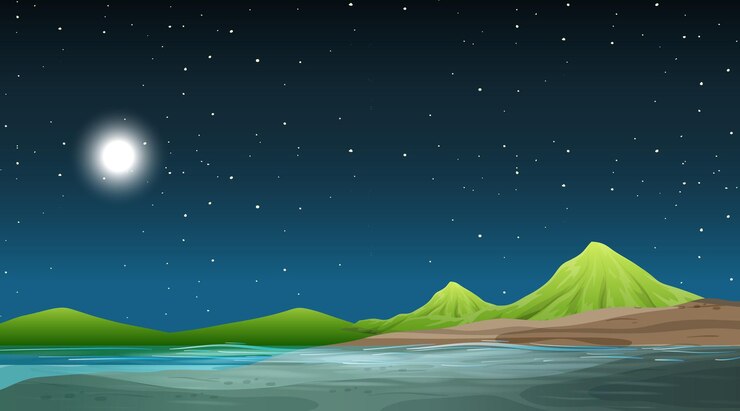 Free Vector blank nature landscape at night scene with mountain background