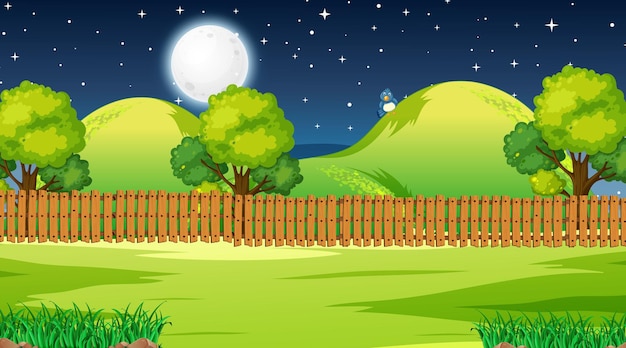 Бесплатное векторное изображение Пустой природный парк пейзажная сцена в ночное время