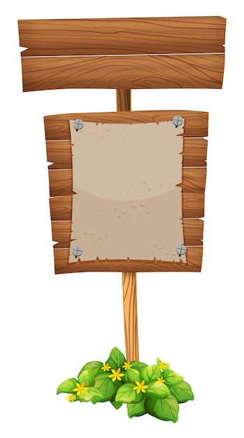 Vettore gratuito carta bianca sul cartello in legno