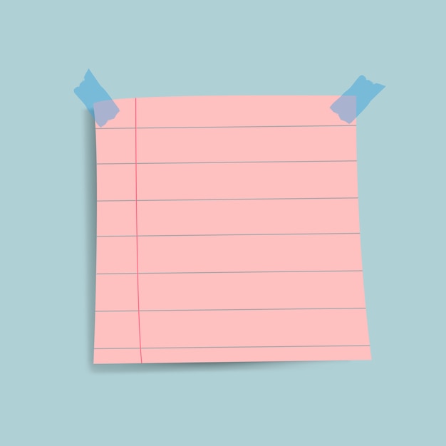 Blank pink reminder paper note vector