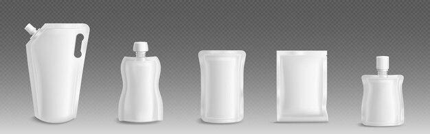 blank plastic doypacks white pouches