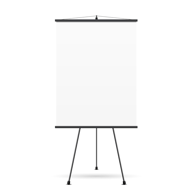 Blank presentation screen. White board for business, empty paper, 