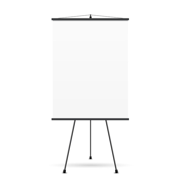 Blank presentation screen. White board for business, empty paper, 