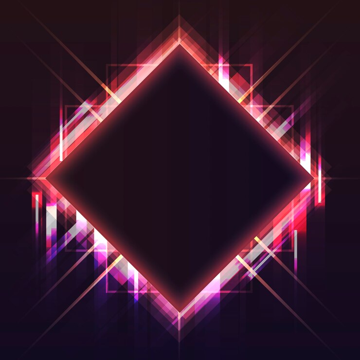 Free Vector blank red square neon signboard vector