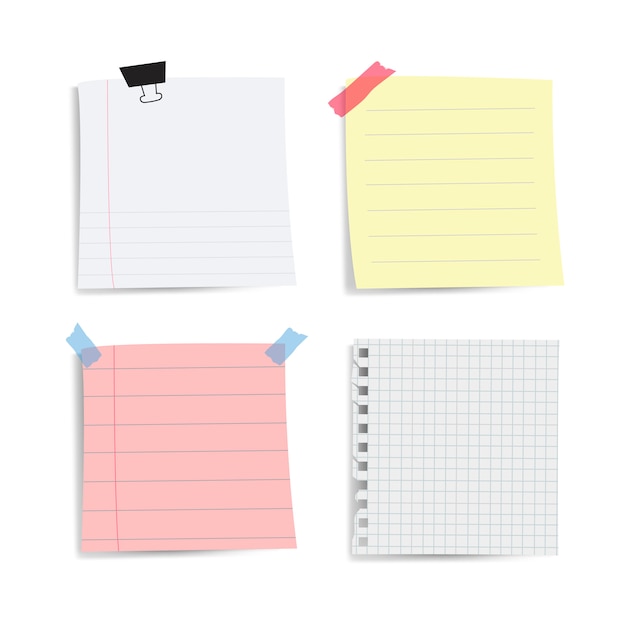 Free vector blank reminder paper notes set