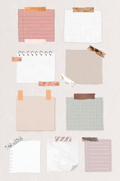 Free vector blank reminder paper notes vector set