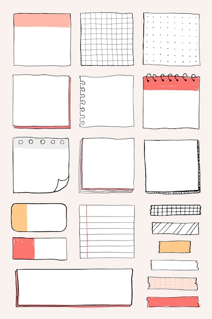 Free vector blank reminder paper notes vector set