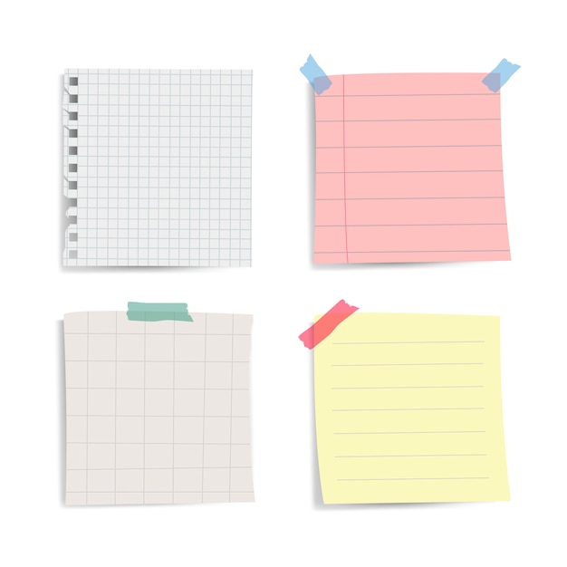 Free vector blank reminder paper notes vector set