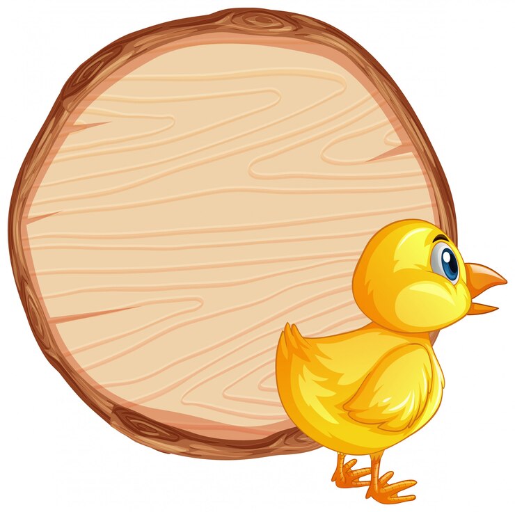 Free Vector blank sign template with little chick on white background