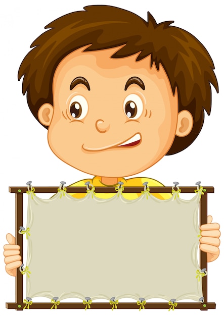 Free vector blank sign with cute boy