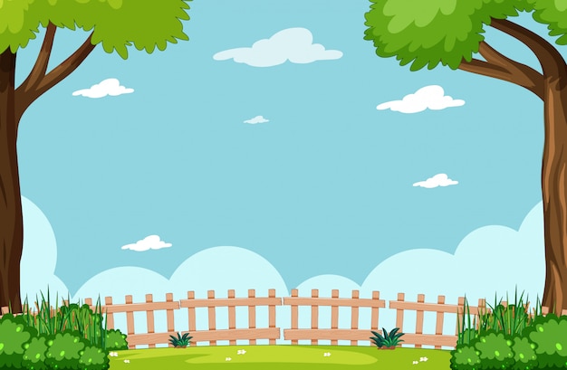 Free vector blank sky in nature park scene with tree