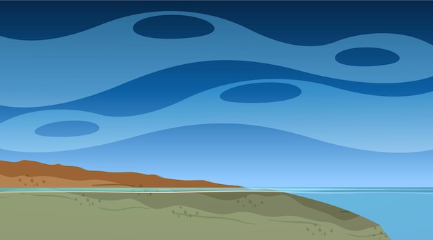 Free vector blank sky at night scene with blank flood landscape