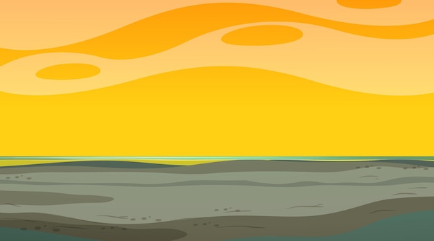 Free vector blank sky at sunset time scene with blank flood landscape