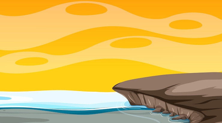 मुफ़्त वेक्टर blank sky at sunset time scene with blank flood landscape