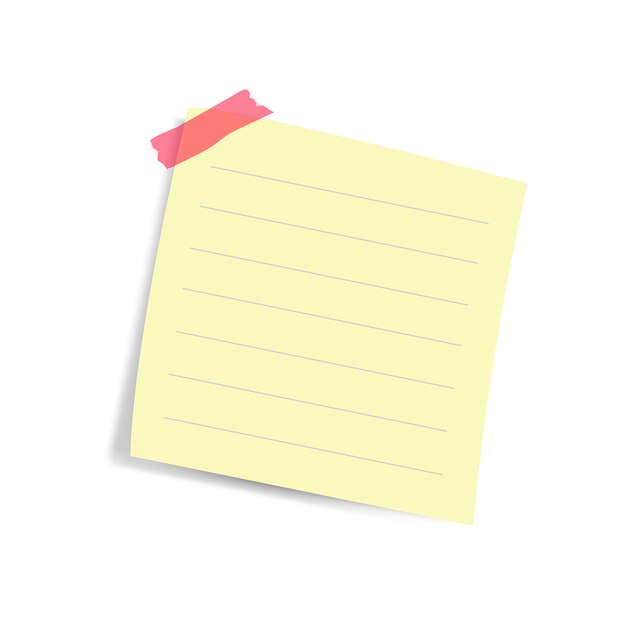 Blank square yellow reminder paper note vector