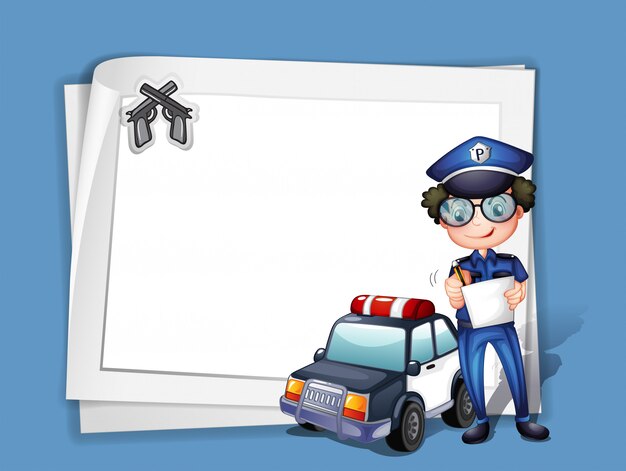 A blank stationery with a policeman