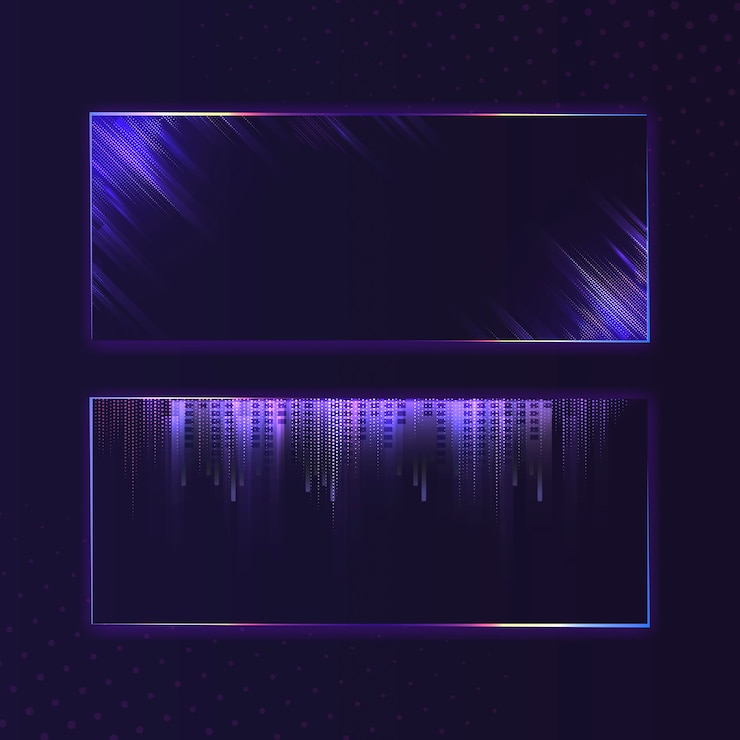 Free Vector blank violet purple rectangle neon signboard vector