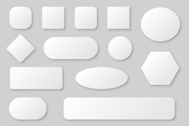 Коллекция шаблонов пустых веб-кнопок с тенью в сером