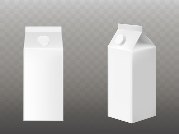 Blank white milk or juice packaging isolated