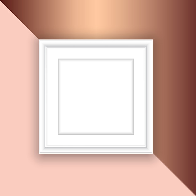 Free vector blank white picture frame on a rose gold background