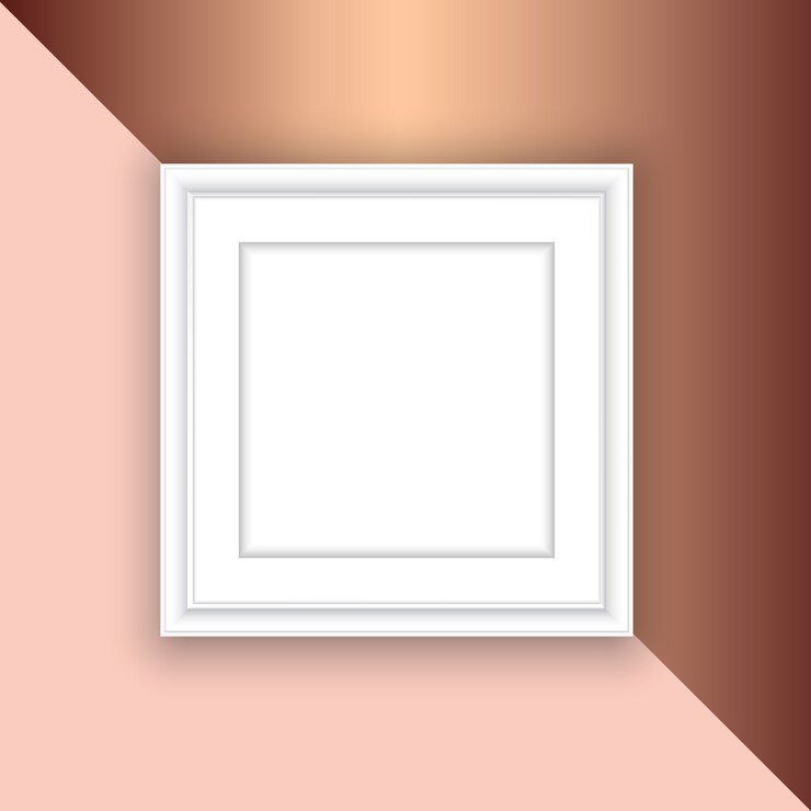 Free Vector blank white picture frame on a rose gold background