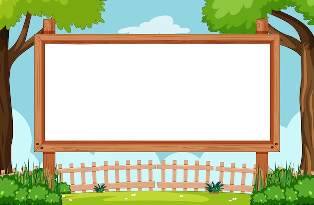 Blank wooden frame in nature scene