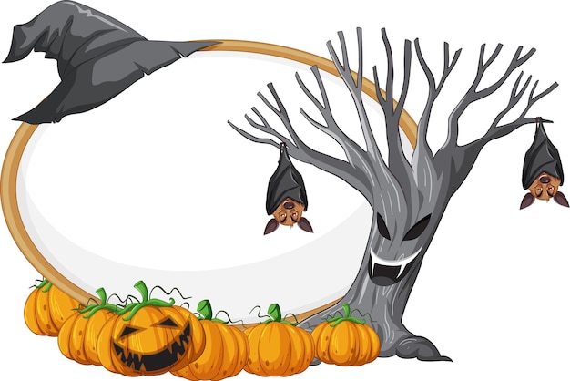 Пустая деревянная вывеска с летучей мышью в теме хэллоуина