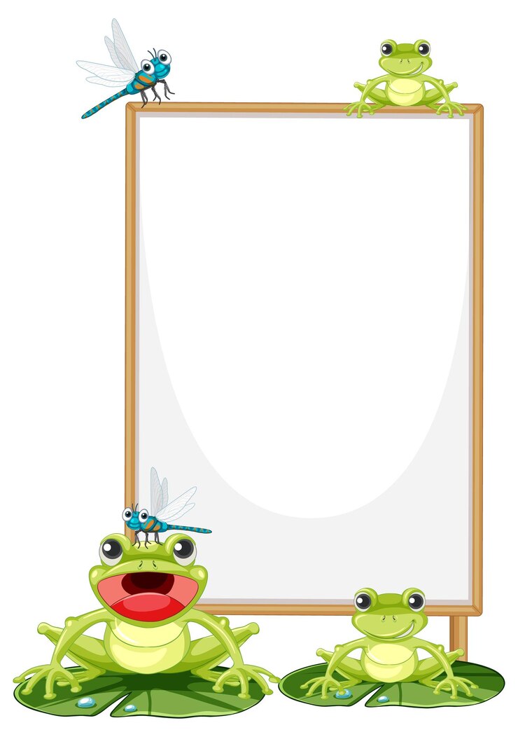 Free Vector blank wooden signboard with frog in cartoon style