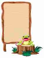 Free vector blank wooden signboard with frogs