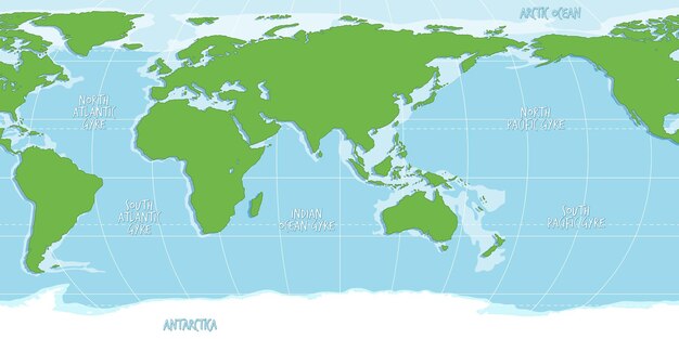 파란색과 녹색 색상으로 빈 세계 지도