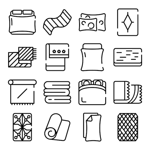Blanket icons set, outline style