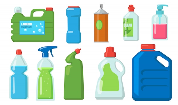 Free vector bleach bottles set