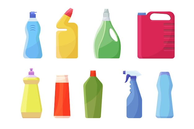 Free vector bleach containers set