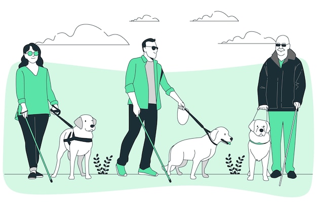 Free vector blind people with dog concept illustration