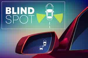 Free vector blind spot assist cartoon concept. danger warning alert visual signal icon