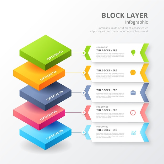 Vettore gratuito modello di blocchi di blocchi per infografica