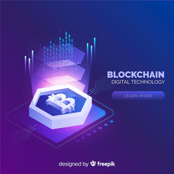 Free Vector blockchain background in isometric style 