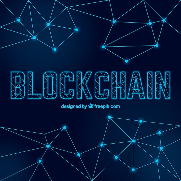 Free Vector blockchain background with dots and lines