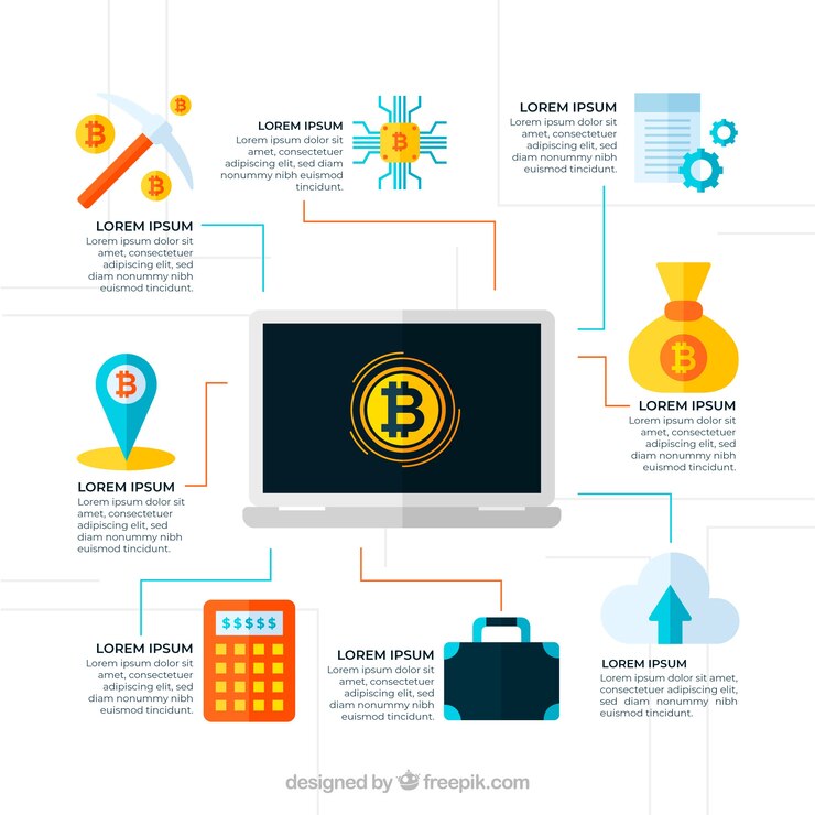 Free Vector blockchain infographic in flat style
