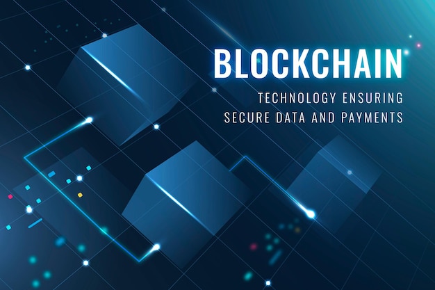 Blockchain technology security template vector data and payment securing blog banner