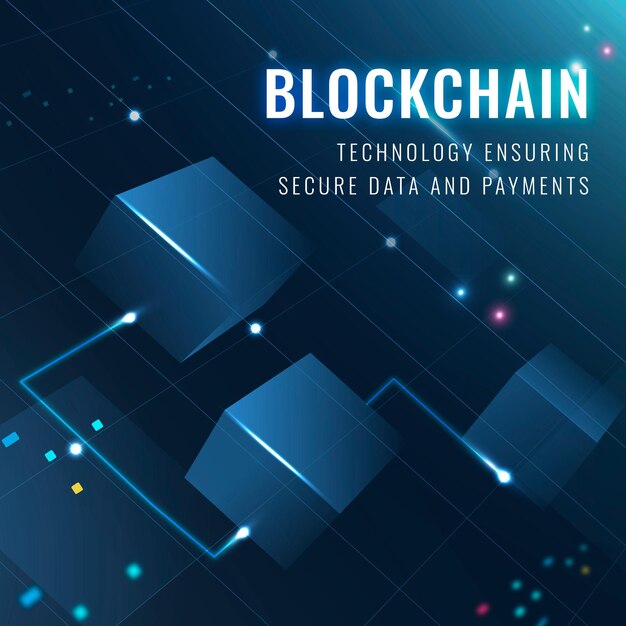 Blockchain 기술 보안 템플릿 벡터 데이터 및 지불 보안 소셜 미디어 게시물
