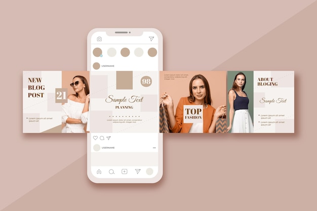 Free Vector | Blog instagram carousel templates